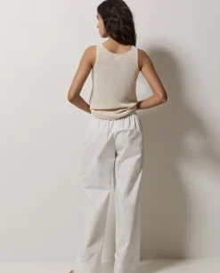 Pantalones popelín wide leg blanco