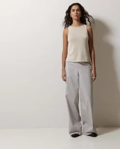 Pantalones popelín wide leg gris