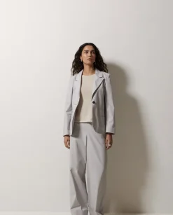 Pantalones popelín wide leg gris