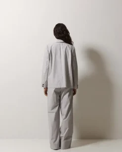 Pantalones popelín wide leg gris