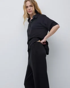 Pantalones punto fluidos negro