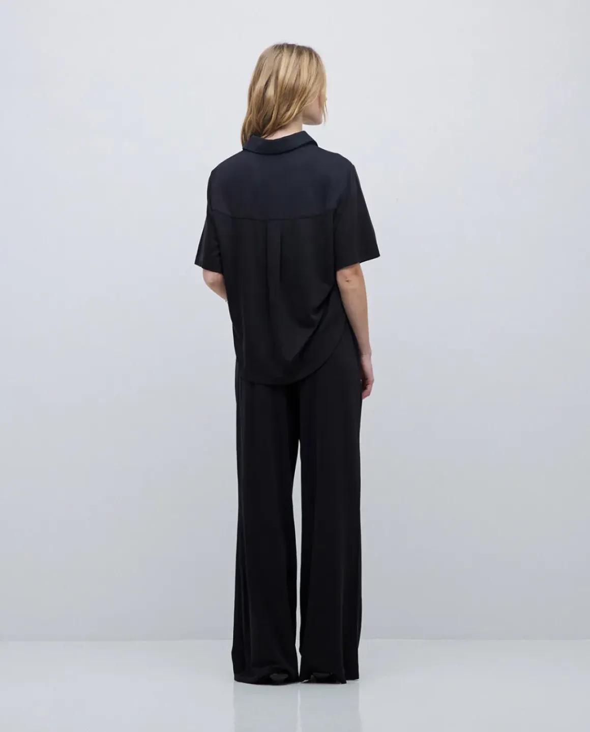 Pantalones punto fluidos negro