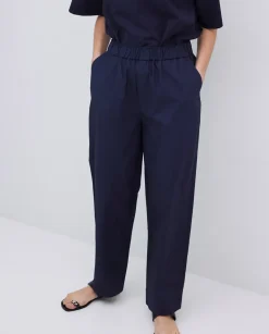 Pantalones rectos popelín azul oscuro