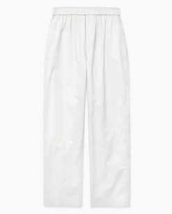 Pantalones rectos popelín blanco