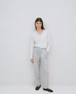 Pantalones rectos popelín gris