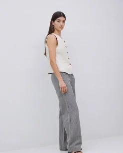 Pantalones rectos rayas azul grisáceo