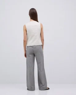 Pantalones rectos rayas azul grisáceo