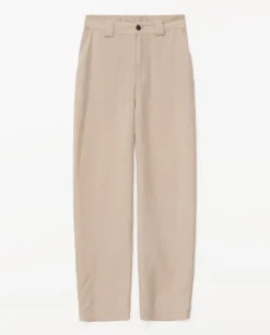 Pantalones rectos tencel beige