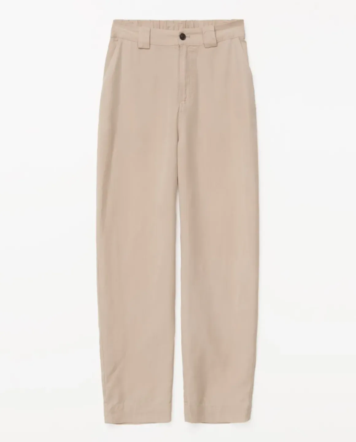 Pantalones rectos tencel beige