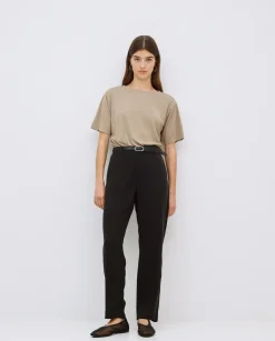 Pantalones rectos tencel negro