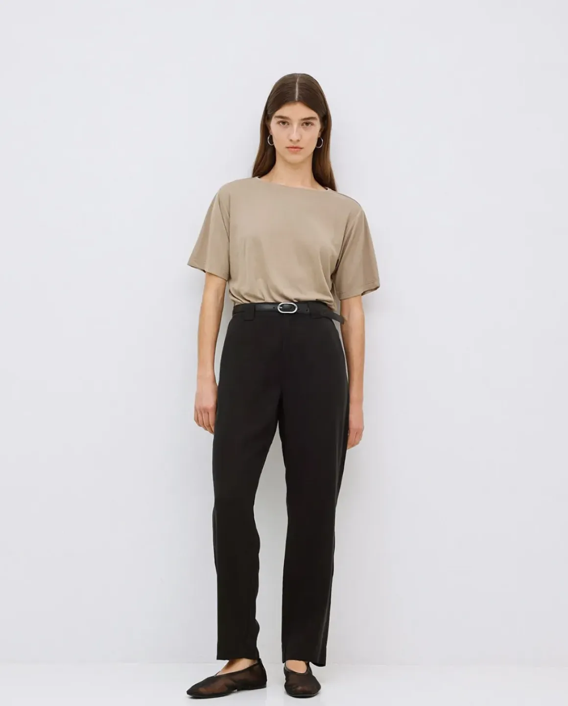 Pantalones rectos tencel negro