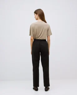 Pantalones rectos tencel negro