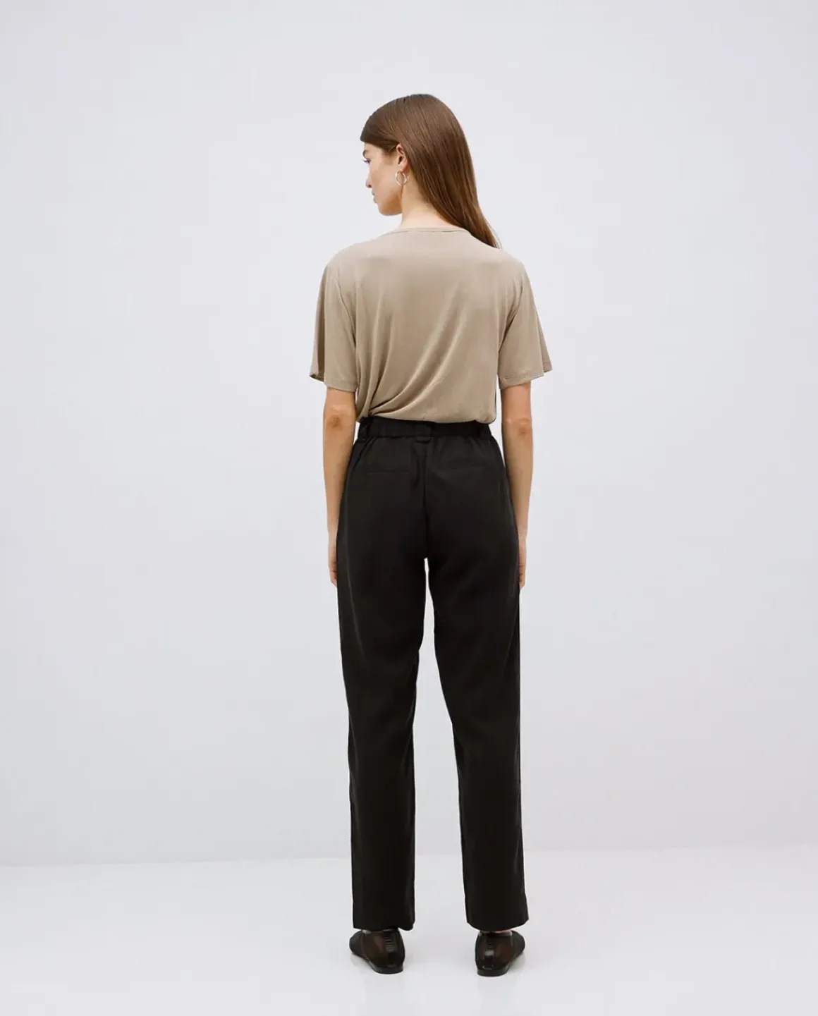 Pantalones rectos tencel negro