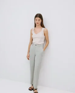 Pantalones rectos tencel verde