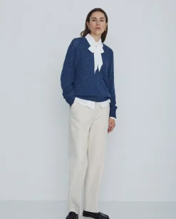 Pantalones sarga de algodón rectos crudo