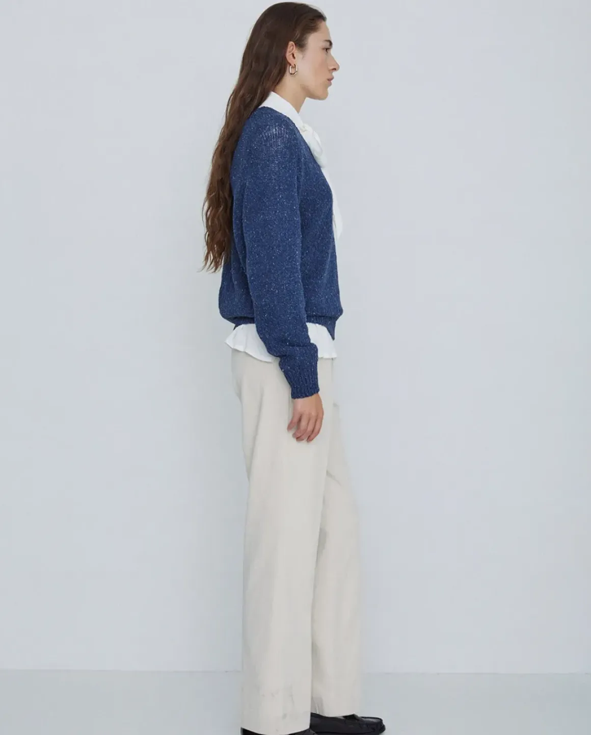 Pantalones sarga de algodón rectos crudo