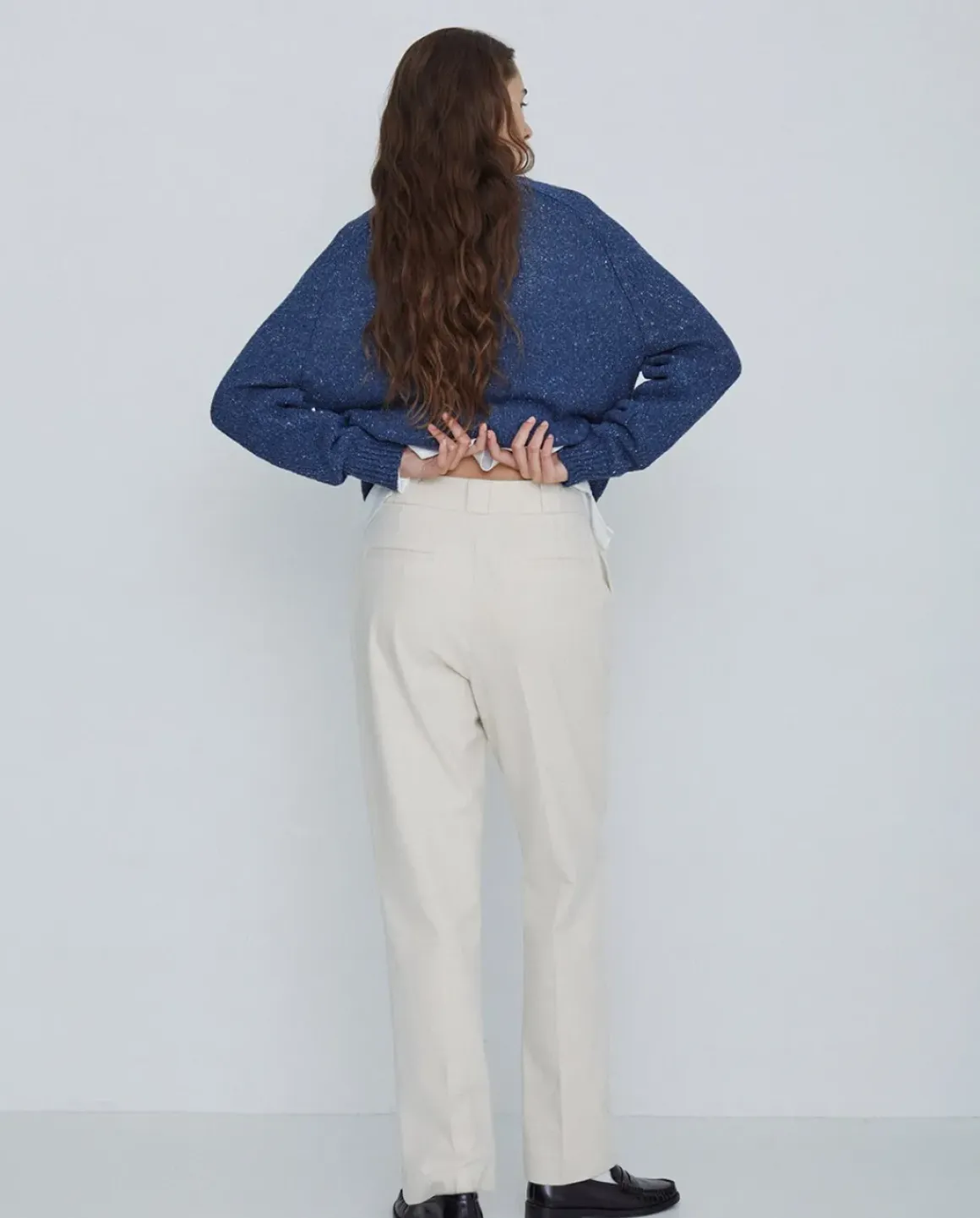 Pantalones sarga de algodón rectos crudo