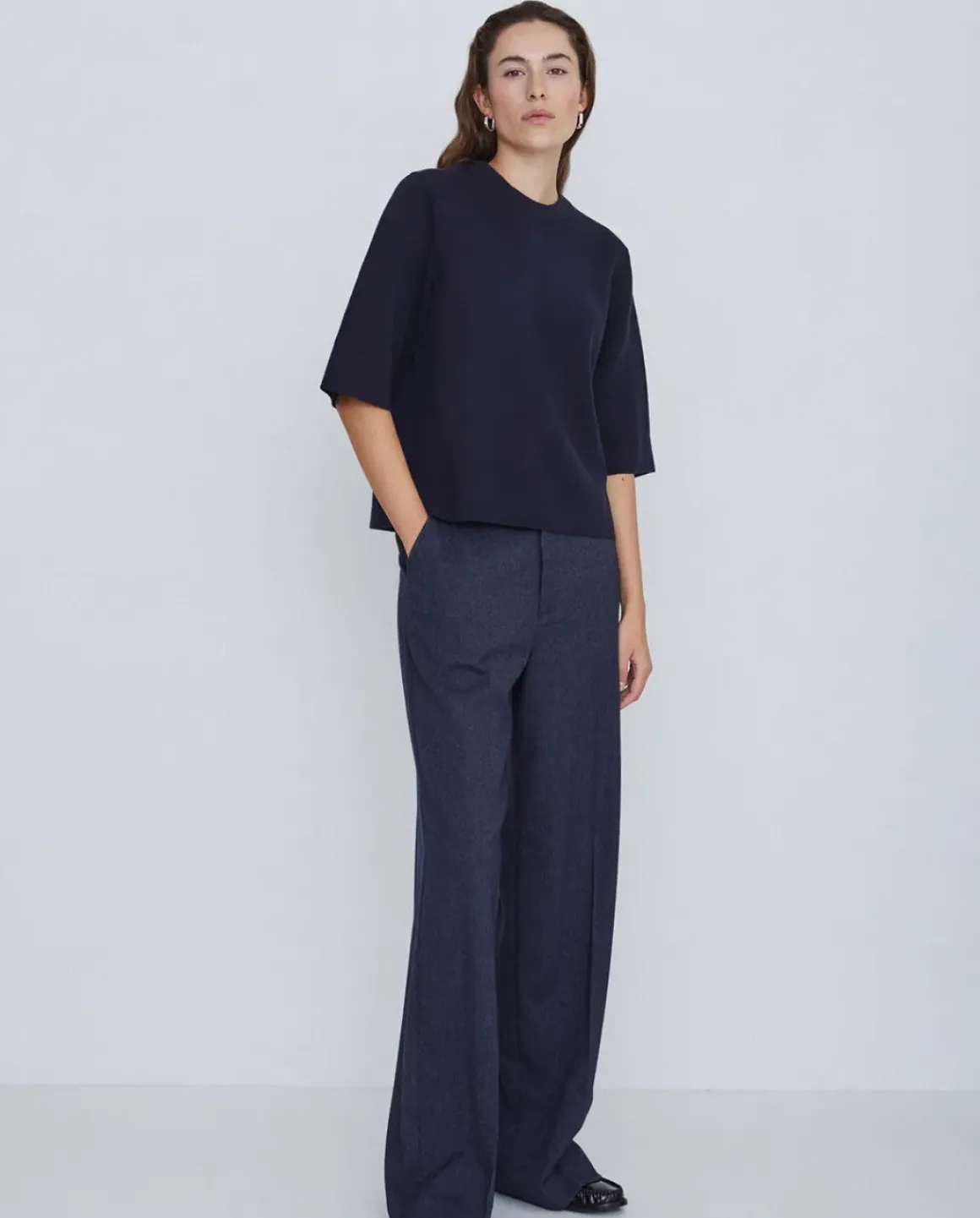 Pantalones wide leg azul marino