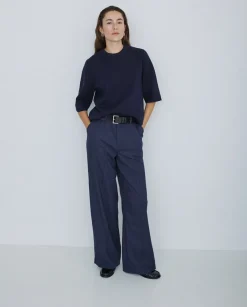 Pantalones wide leg azul marino