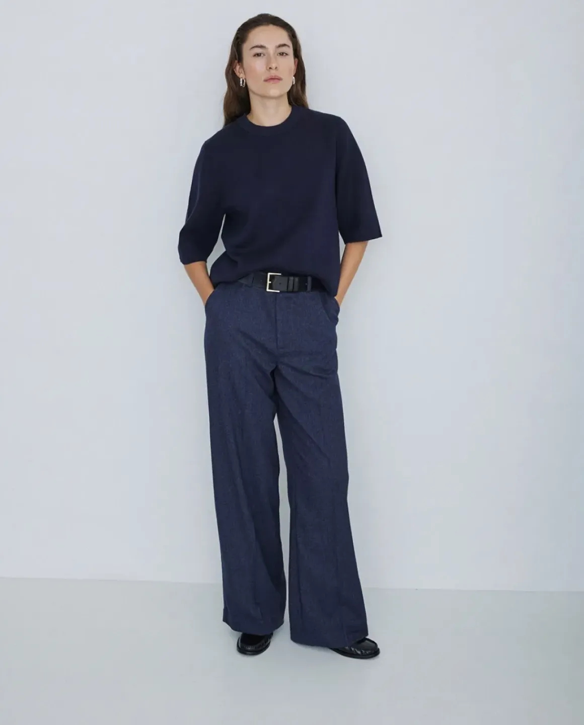 Pantalones wide leg azul marino