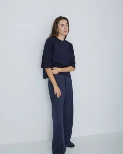 Pantalones wide leg azul marino
