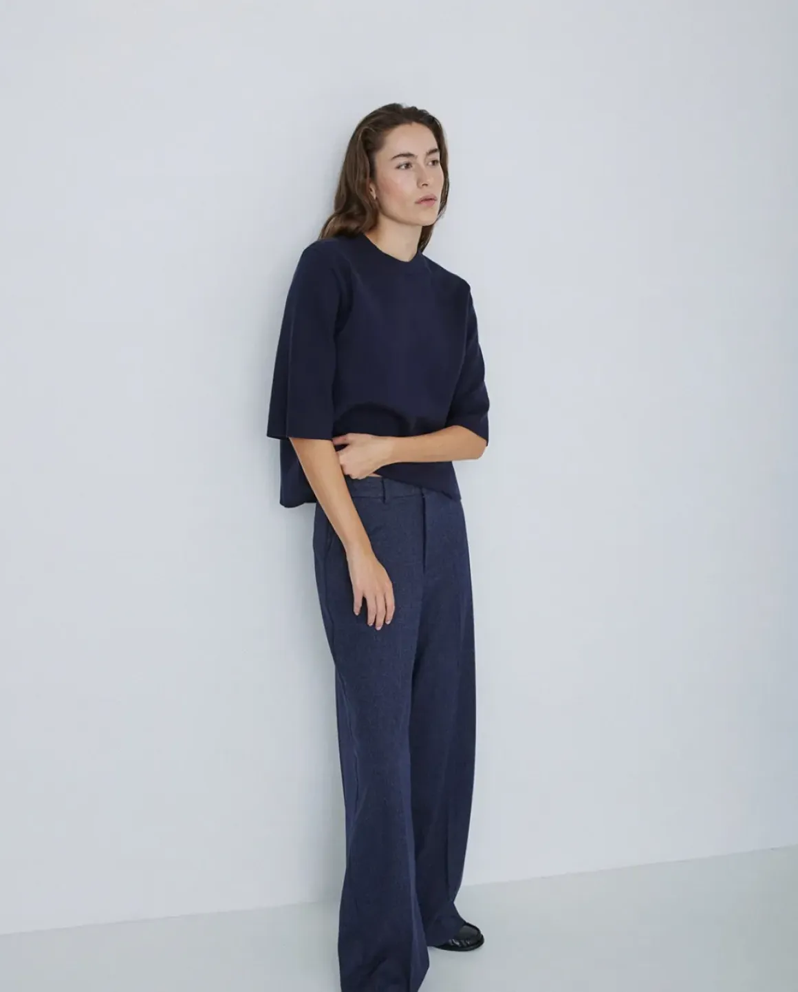 Pantalones wide leg azul marino