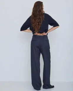Pantalones wide leg azul marino
