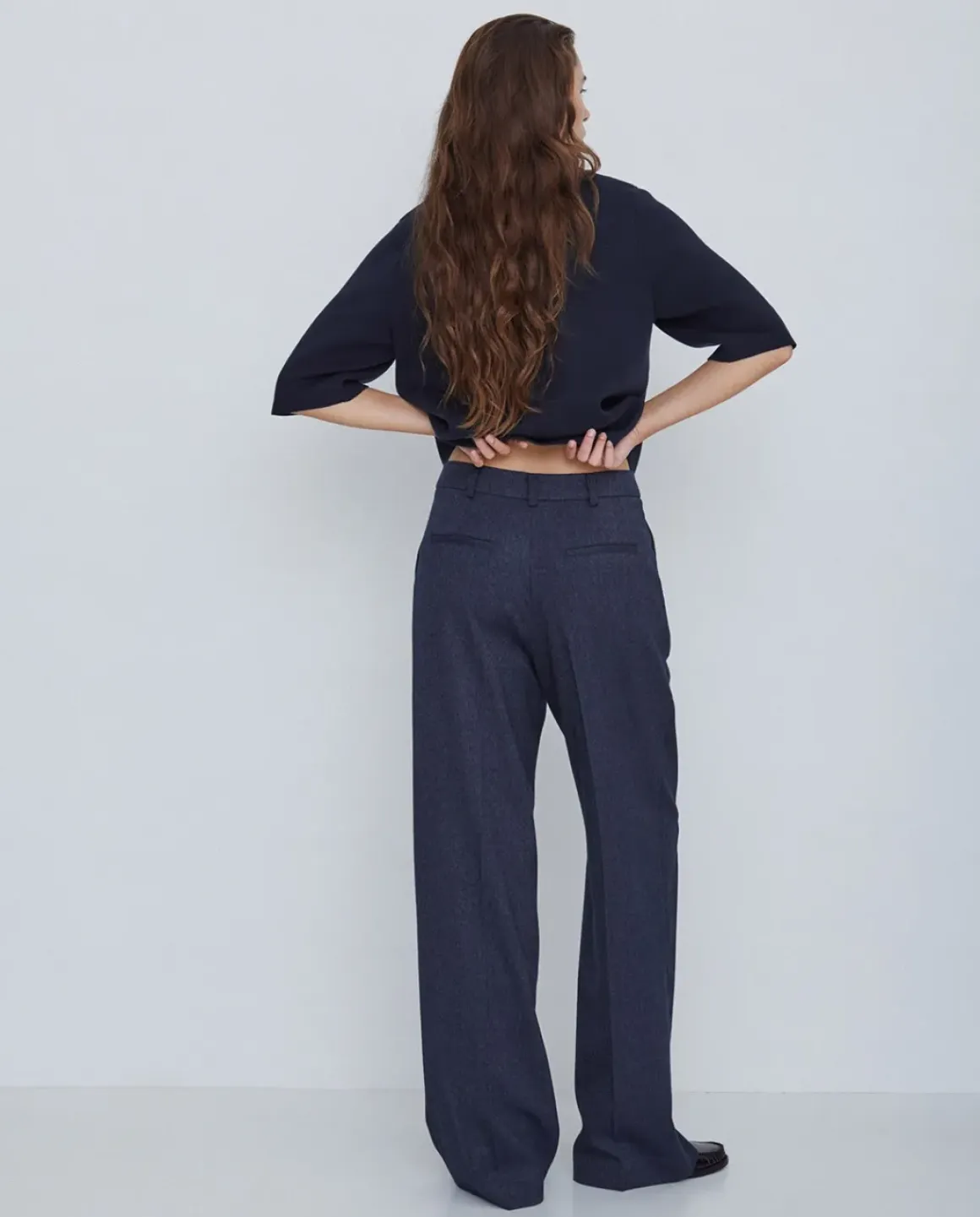 Pantalones wide leg azul marino