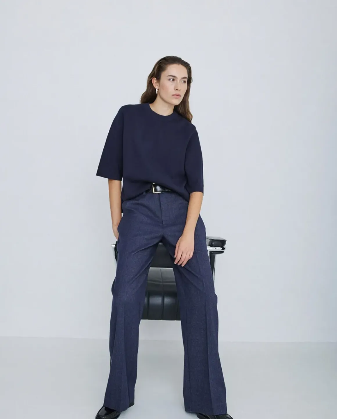 Pantalones wide leg azul marino