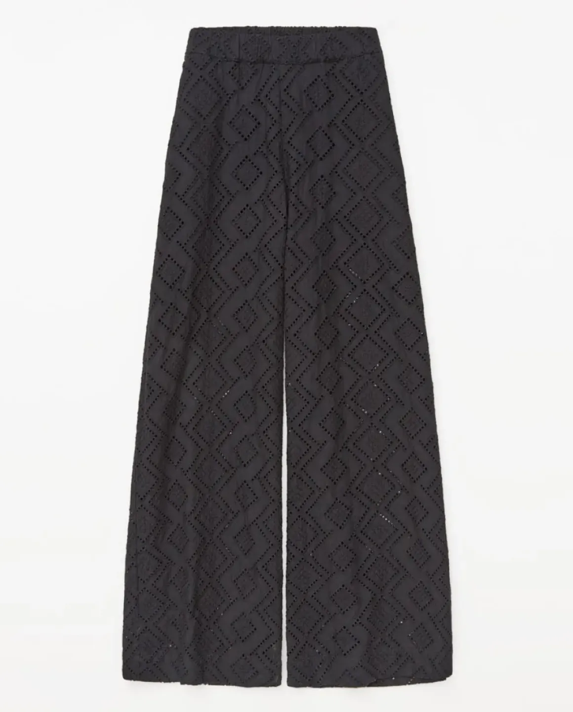 Pantalones wide leg bordado negro