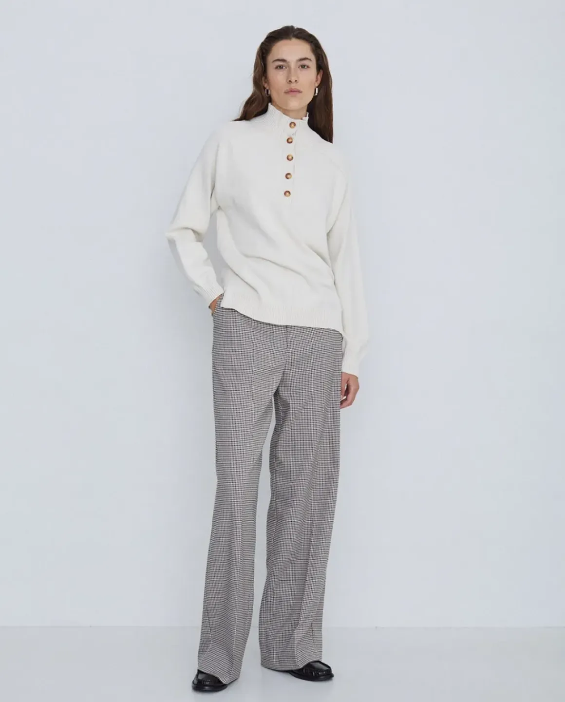 Pantalones wide leg gris claro