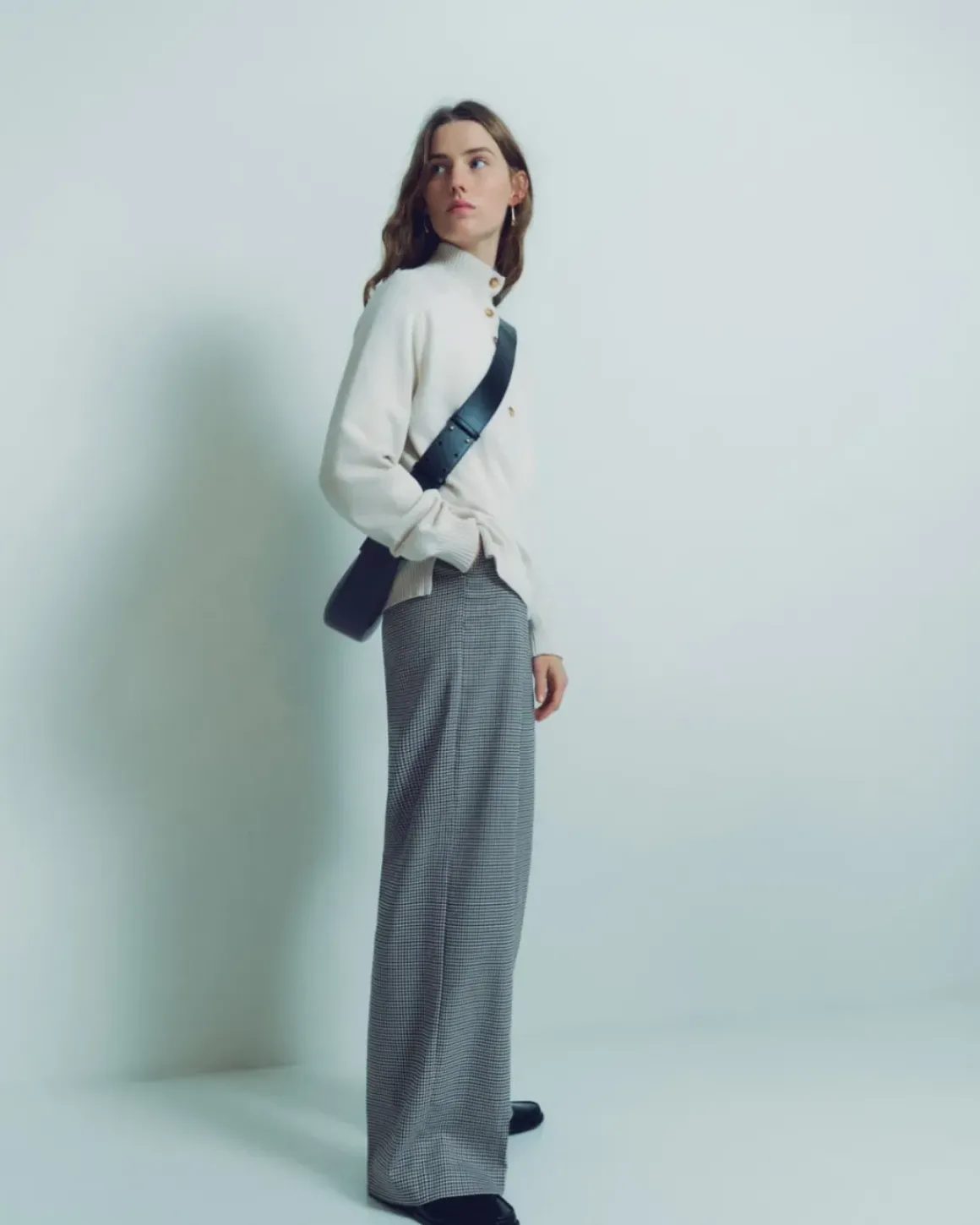 Pantalones wide leg gris claro