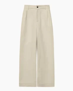 Pantalones wide leg pinzas crudo