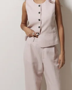 Pantalones wide leg pinzas rosa