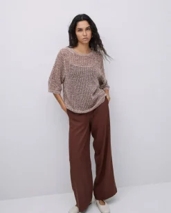 Pantalones wide leg tencel chocolate