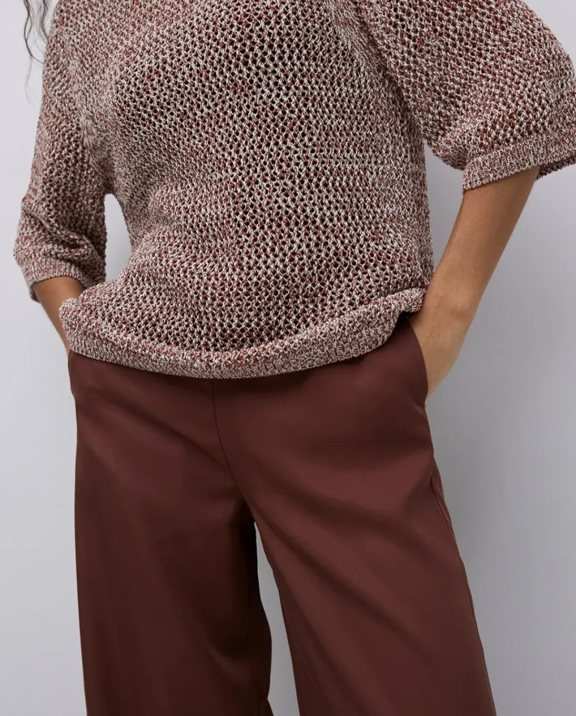 Pantalones wide leg tencel chocolate