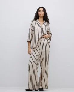 Pantalones wide leg tencel crudo