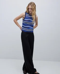 Pantalones wide leg tencel negro
