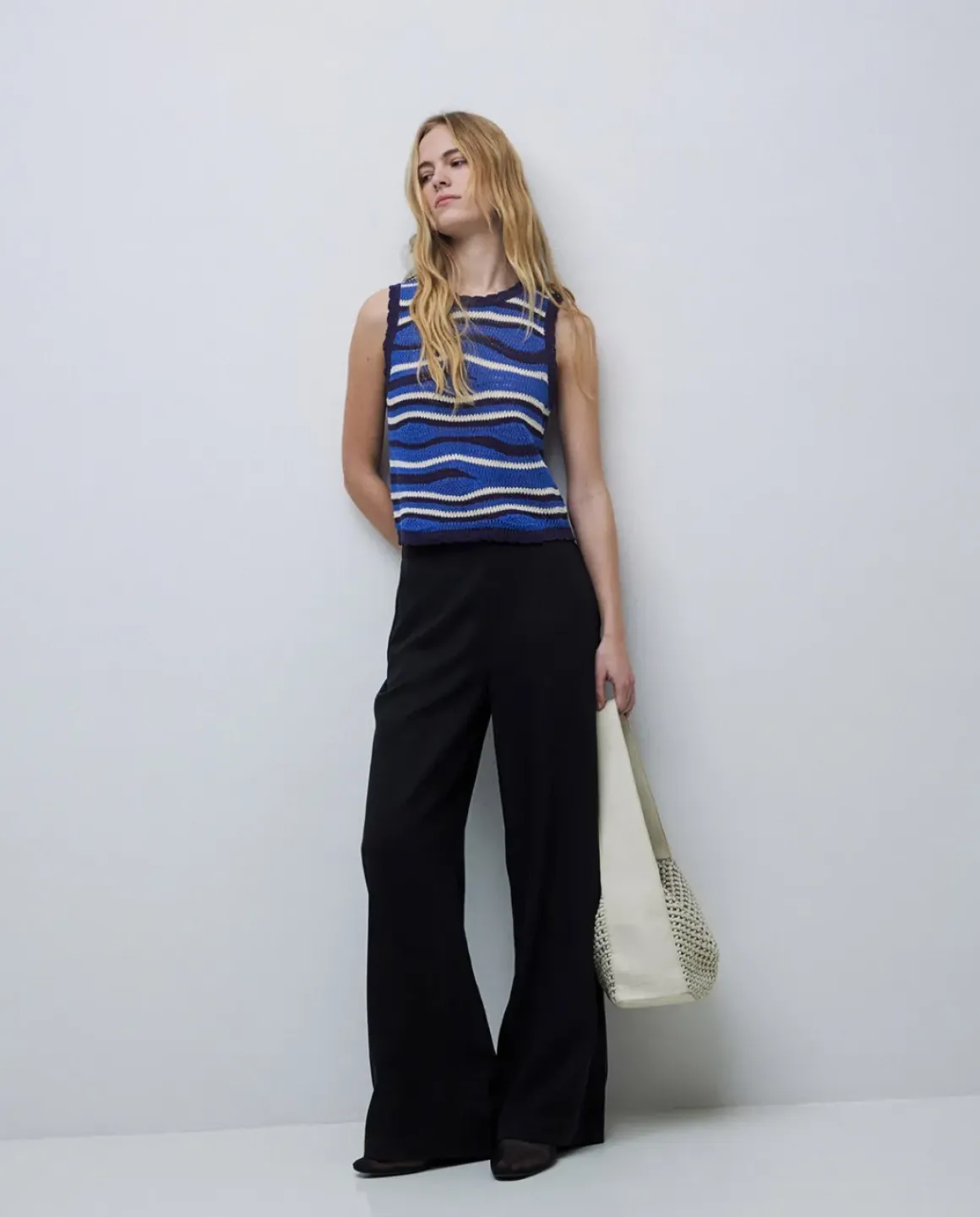 Pantalones wide leg tencel negro
