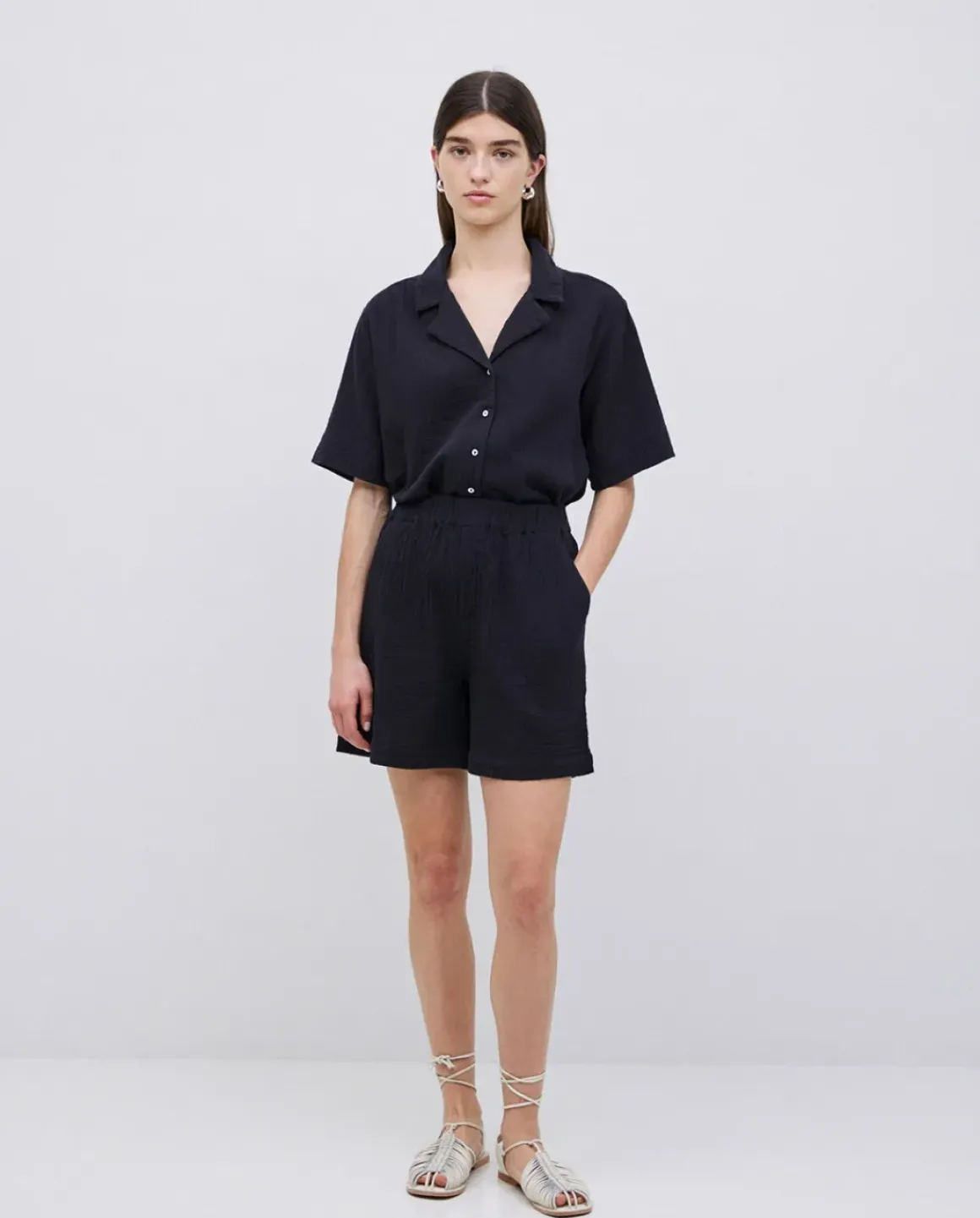 Short muselina negro