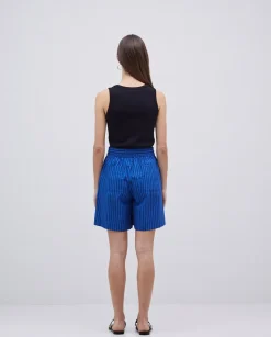 Short popelín rayas azul oscuro
