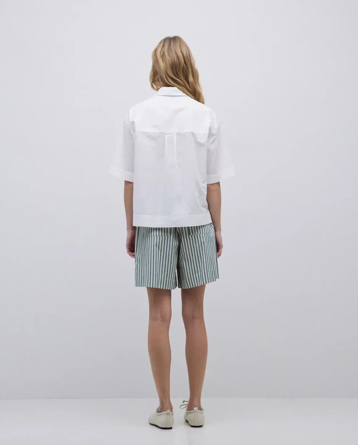 Short popelín rayas verde