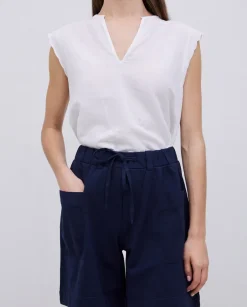 Shorts bolsillos plastrón azul oscuro