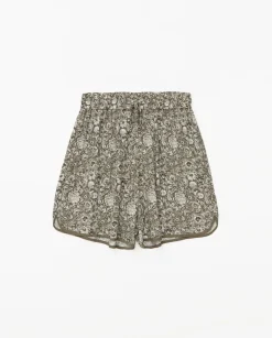 Shorts fluidos floral caqui