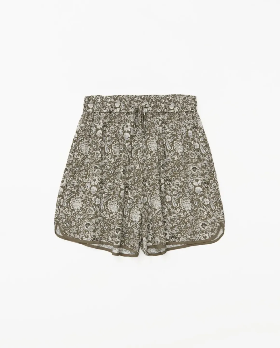 Shorts fluidos floral caqui
