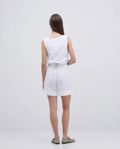 Shorts 100% lino blanco