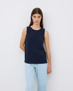 Top algodón flamé azul oscuro