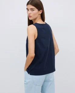 Top algodón flamé azul oscuro