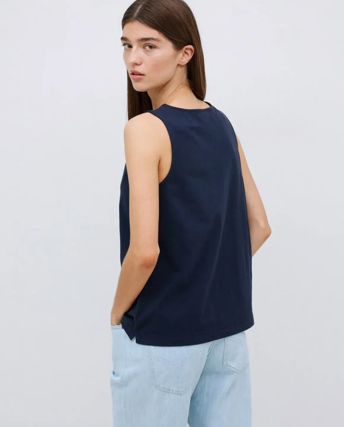 Top algodón flamé azul oscuro