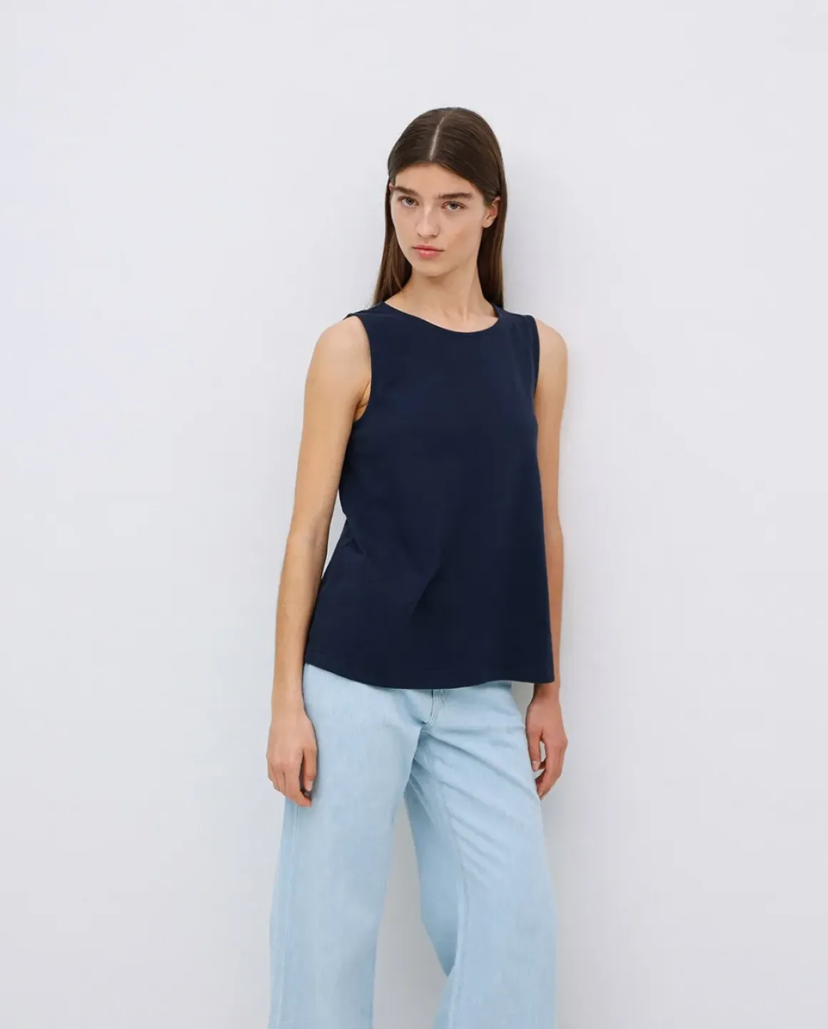 Top algodón flamé azul oscuro